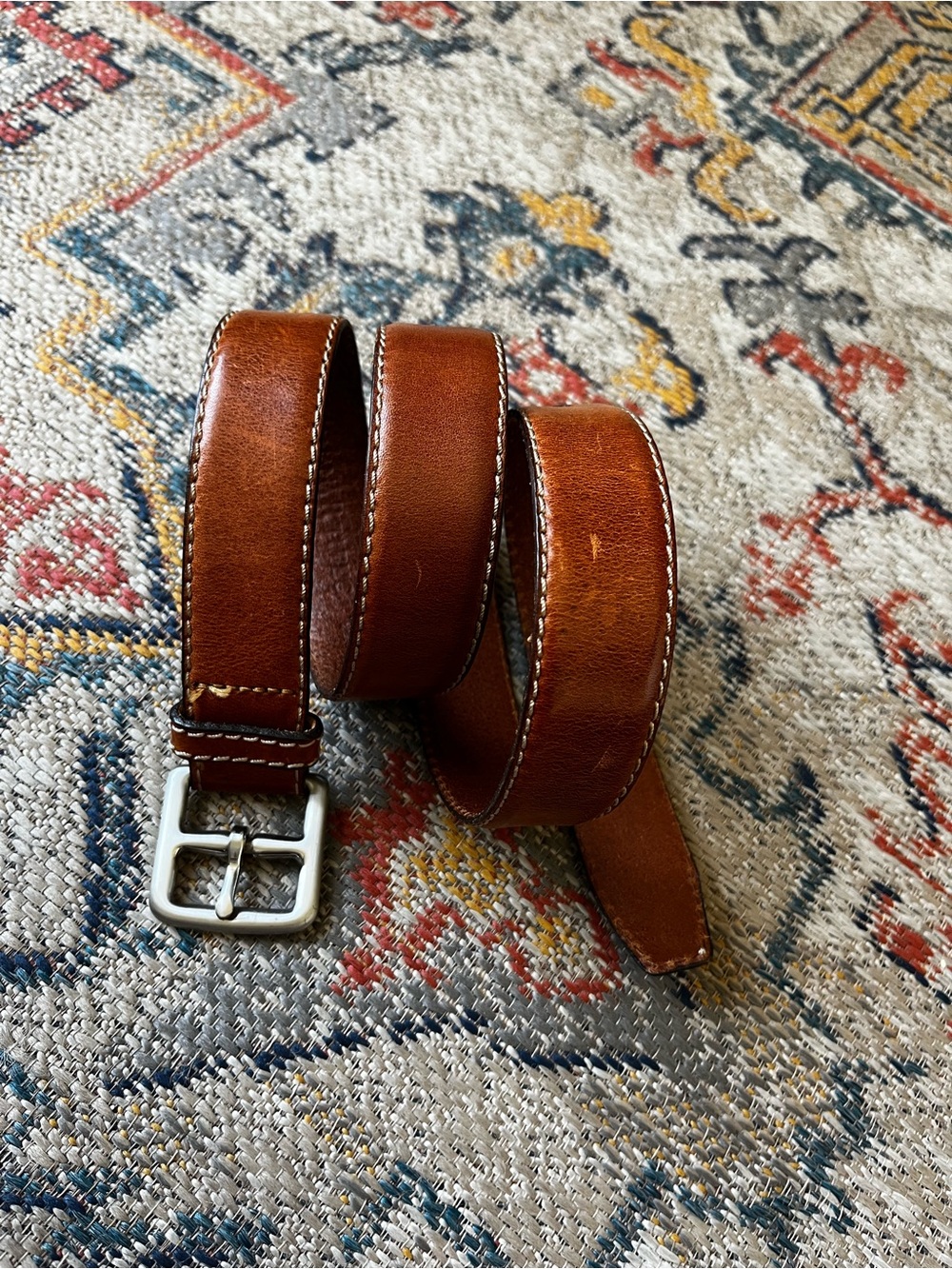 Banana Republic Men's Genuine Brown Leather Belt with Silver-Tone Buckle Size 34